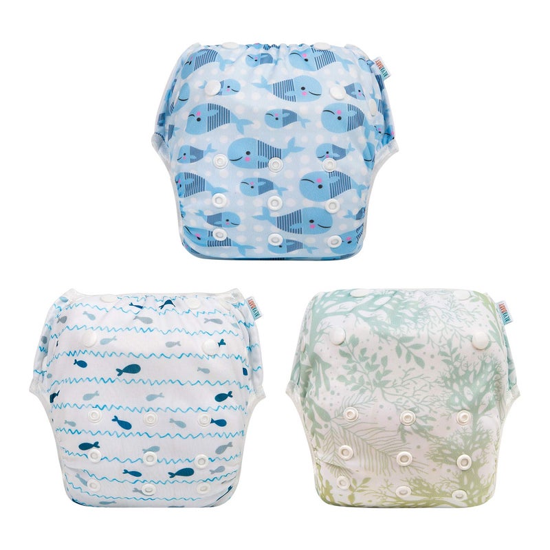 ALVABABY Swim Diapers 3pcs Reusable & Adjustable 0-2 Years Baby Boy Girl 3SWY02 - Image 2